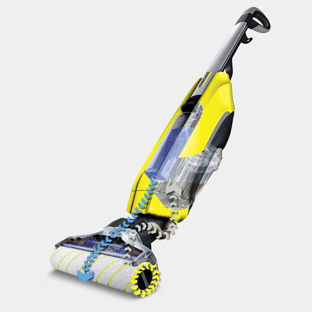 Aspirateur Kärcher Nettoyeur de sols FC 5 Sans fil (Autonomie 60 minutes, 2 en 1 nettoie et aspire, Auto-Nettoyage des Rouleaux, Convient à Tous Types de Sols Durs)
